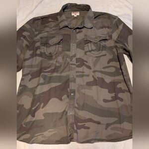 True Religion 3XL Long Sleeve Camo Button Up